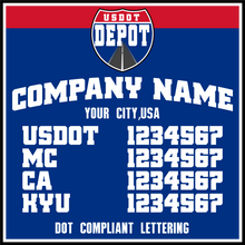 Load image into Gallery viewer, Company Name Truck Door Decal with USDOT, MC, CA & KYU Number Lettering (2-Pack)
