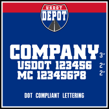 Load image into Gallery viewer, Company Name Door Decal with USDOT & MC Lettering (2-Pack)