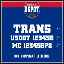 Load image into Gallery viewer, Transport Company Name with USDOT & MC Lettering Number Sticker (2-Pack)