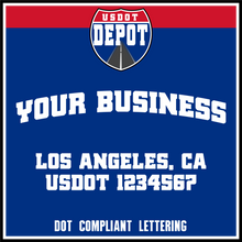 Load image into Gallery viewer, Arched Business Name with Origin & USDOT Number Decal Lettering (2-Pack)