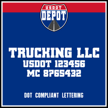 Load image into Gallery viewer, Trucking Business Name Door Decal with USDOT & MC Number Sticker (2-Pack)