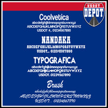 Load image into Gallery viewer, Transport Name with USDOT, MC & KYU Lettering Decal (2-Pack)