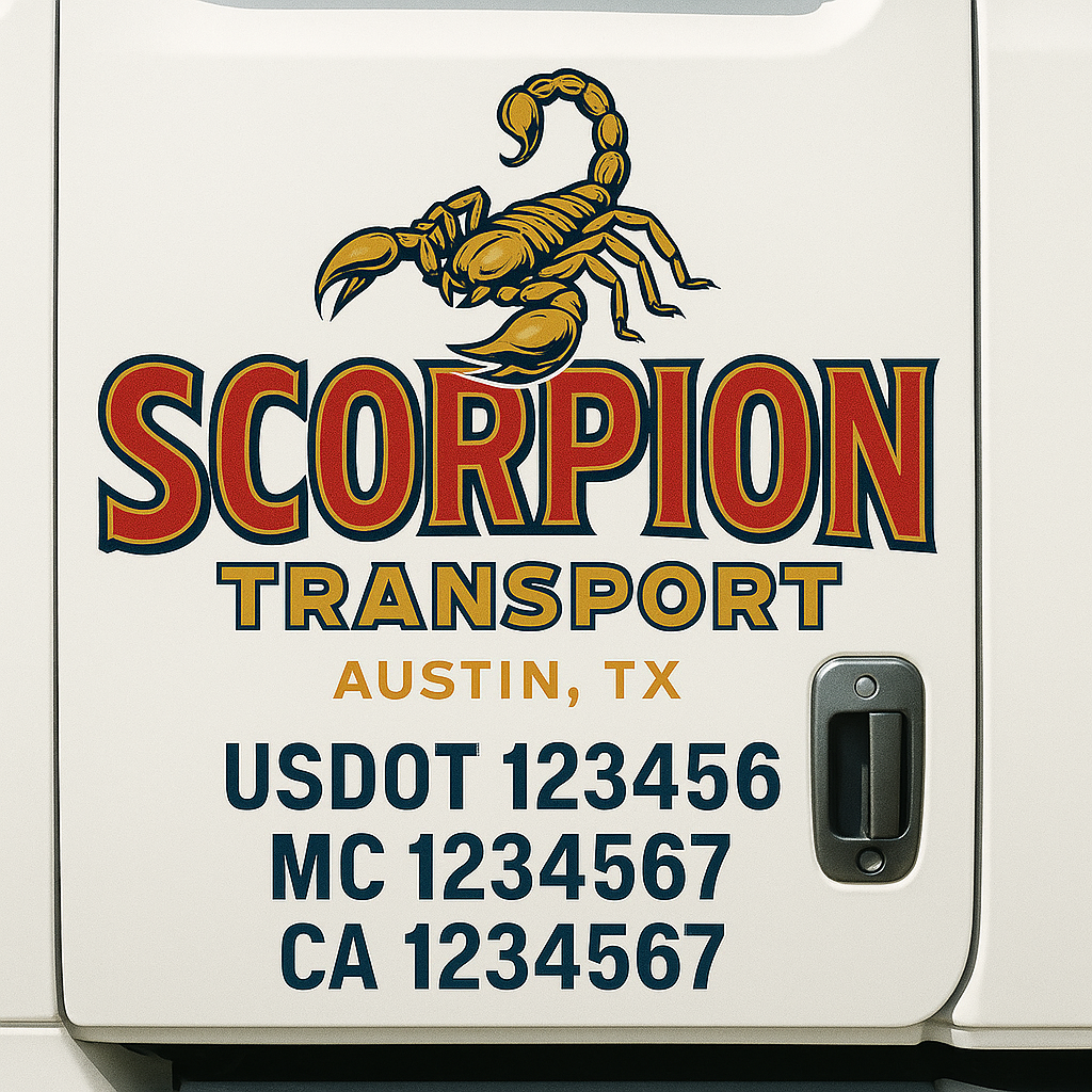 Custom Trucking, Logistics, Work Truck, Semi-Truck, Truck Door Decal Sticker Lettering (Set of 2)