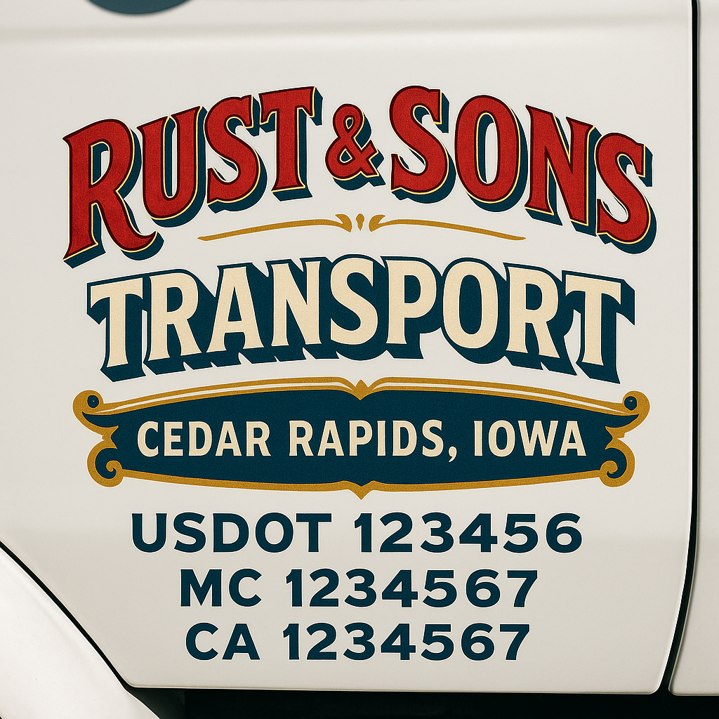 Custom Trucking, Logistics, Work Truck, Semi-Truck, Truck Door Decal Sticker Lettering (Set of 2)