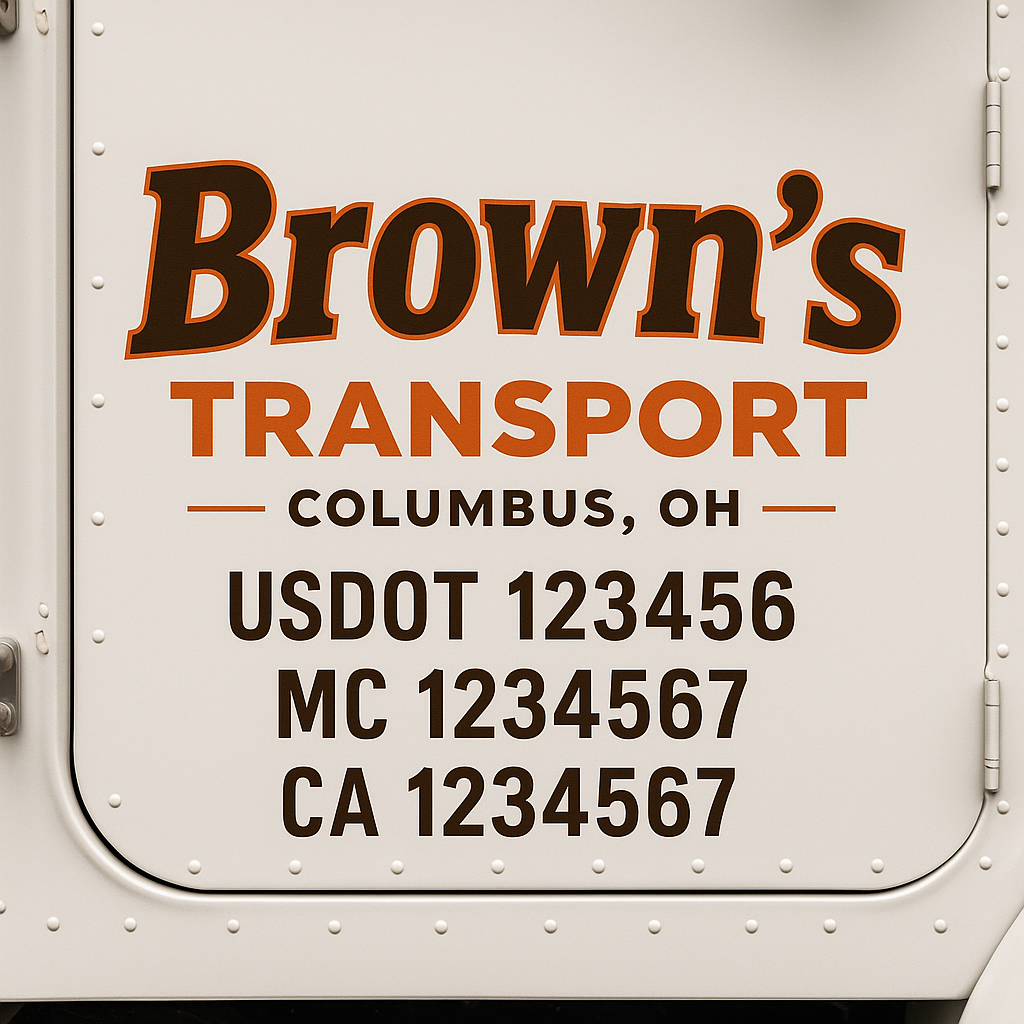 Custom Trucking, Logistics, Work Truck, Semi-Truck, Truck Door Decal Sticker Lettering (Set of 2)