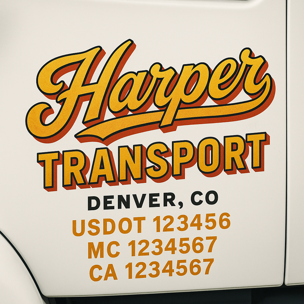 Custom Trucking, Logistics, Work Truck, Semi-Truck, Truck Door Decal Sticker Lettering (Set of 2)
