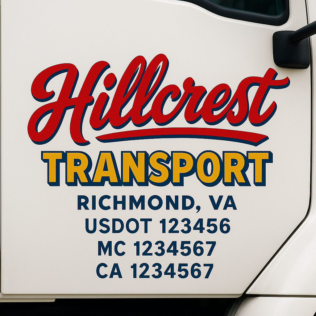 Custom Trucking, Logistics, Work Truck, Semi-Truck, Truck Door Decal Sticker Lettering (Set of 2)