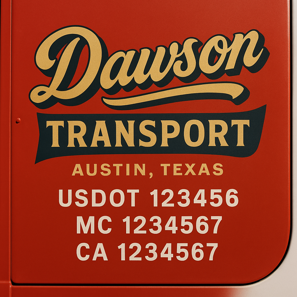 Custom Trucking, Logistics, Work Truck, Semi-Truck, Truck Door Decal Sticker Lettering (Set of 2)
