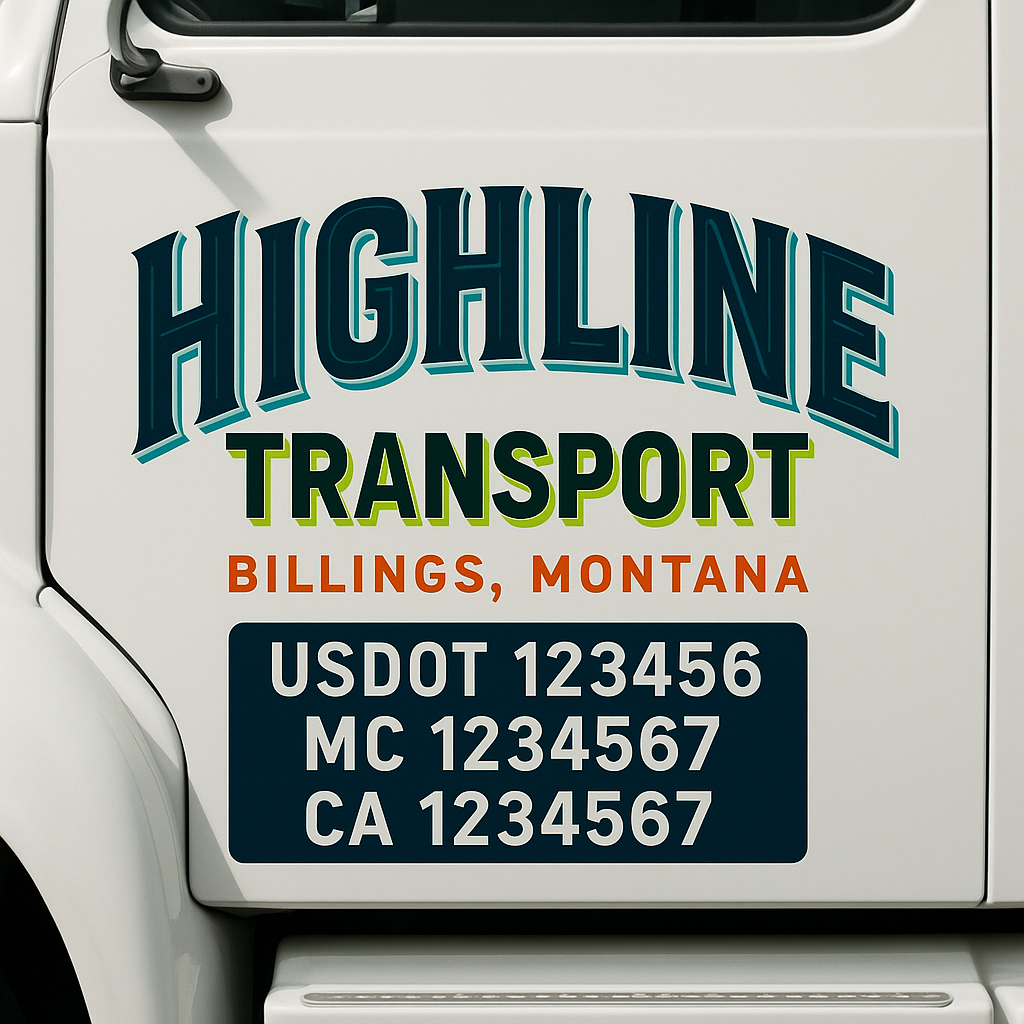 Custom Trucking, Logistics, Work Truck, Semi-Truck, Truck Door Decal Sticker Lettering (Set of 2)