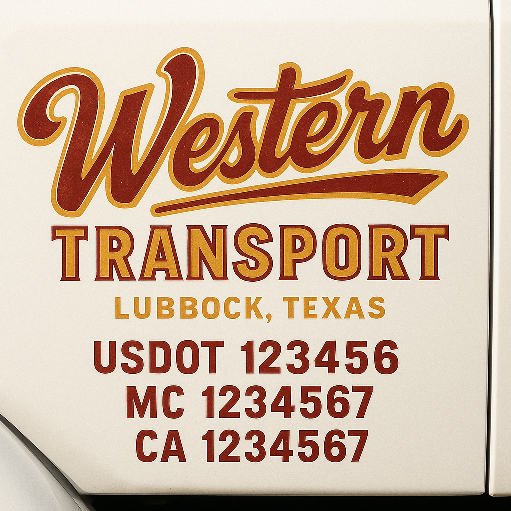 Custom Trucking, Logistics, Work Truck, Semi-Truck, Truck Door Decal Sticker Lettering (Set of 2)