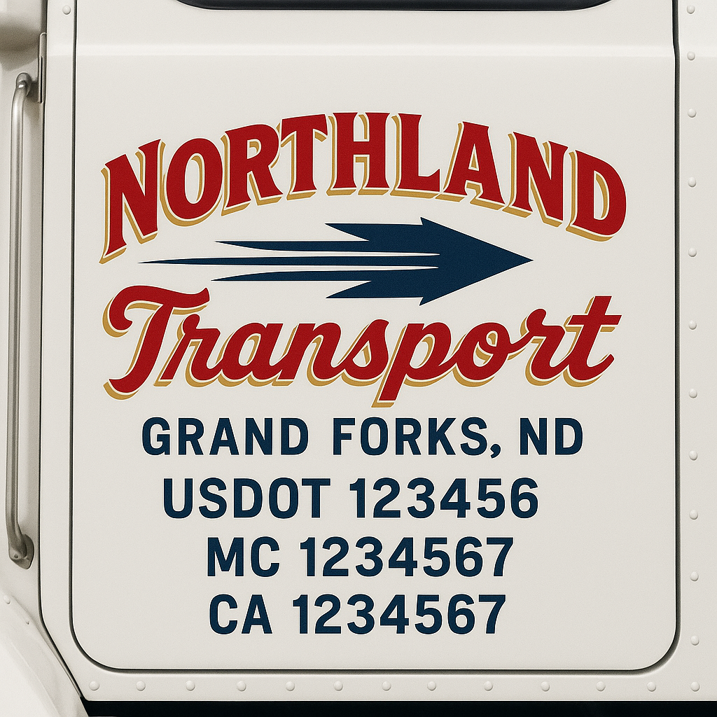 Custom Trucking, Logistics, Work Truck, Semi-Truck, Truck Door Decal Sticker Lettering (Set of 2)