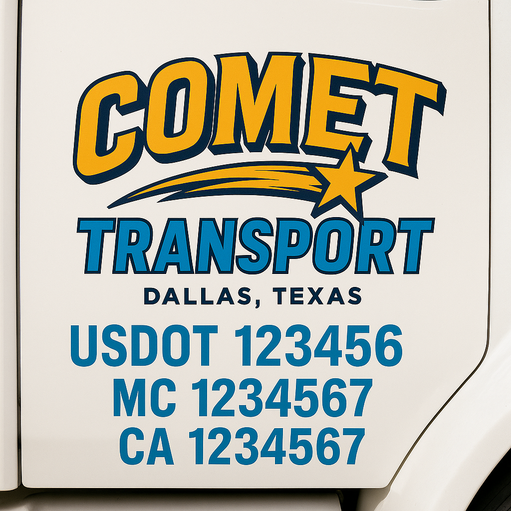 Custom Trucking, Logistics, Work Truck, Semi-Truck, Truck Door Decal Sticker Lettering (Set of 2)
