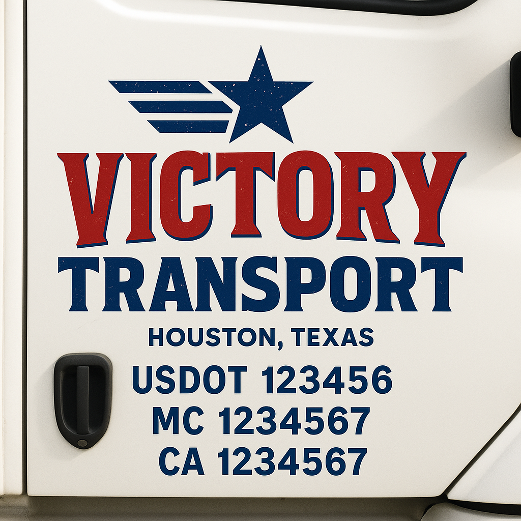 Custom Trucking, Logistics, Work Truck, Semi-Truck, Truck Door Decal Sticker Lettering (Set of 2)