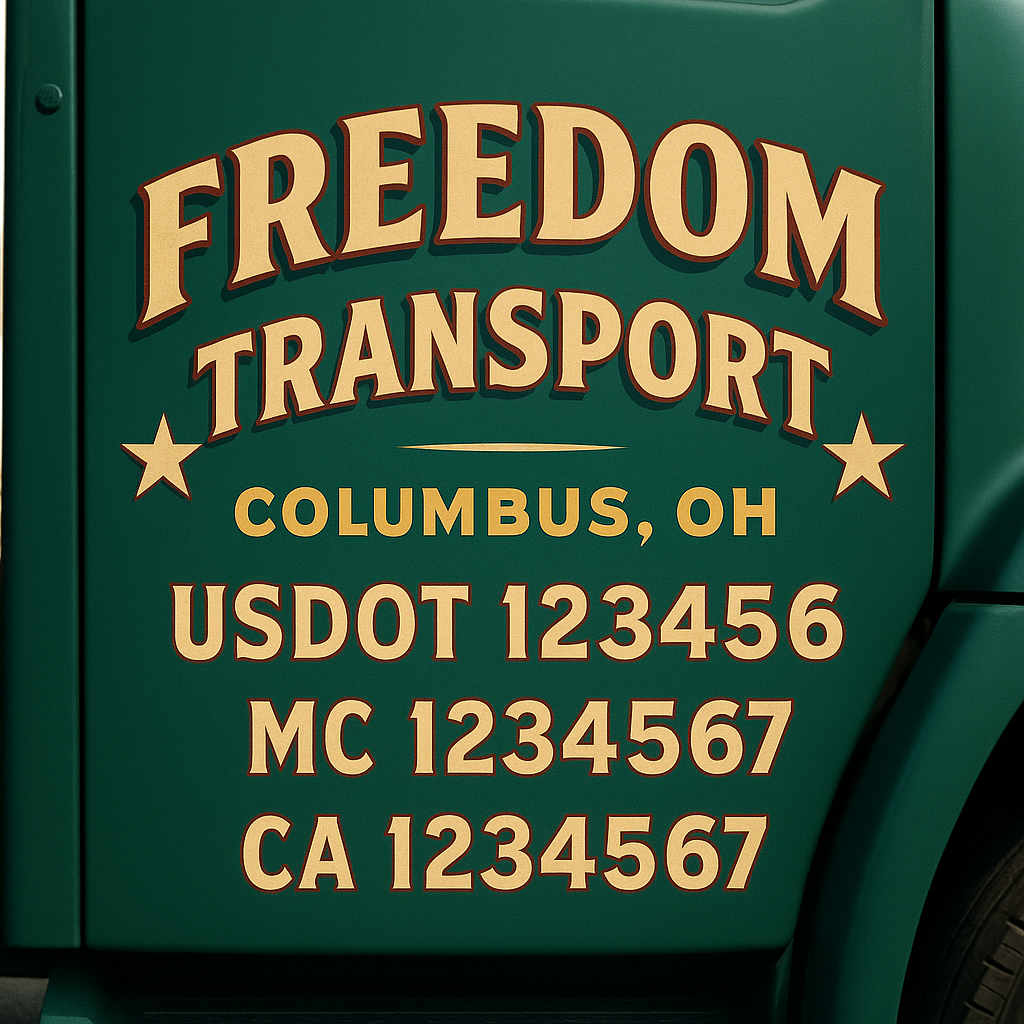 Custom Trucking, Logistics, Work Truck, Semi-Truck, Truck Door Decal Sticker Lettering (Set of 2)