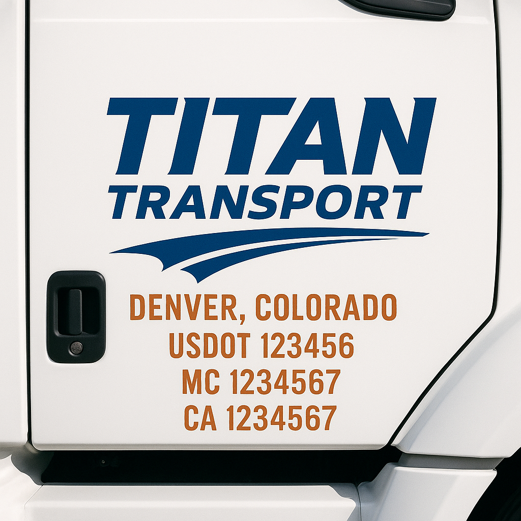 Custom Trucking, Logistics, Work Truck, Semi-Truck, Truck Door Decal Sticker Lettering (Set of 2)