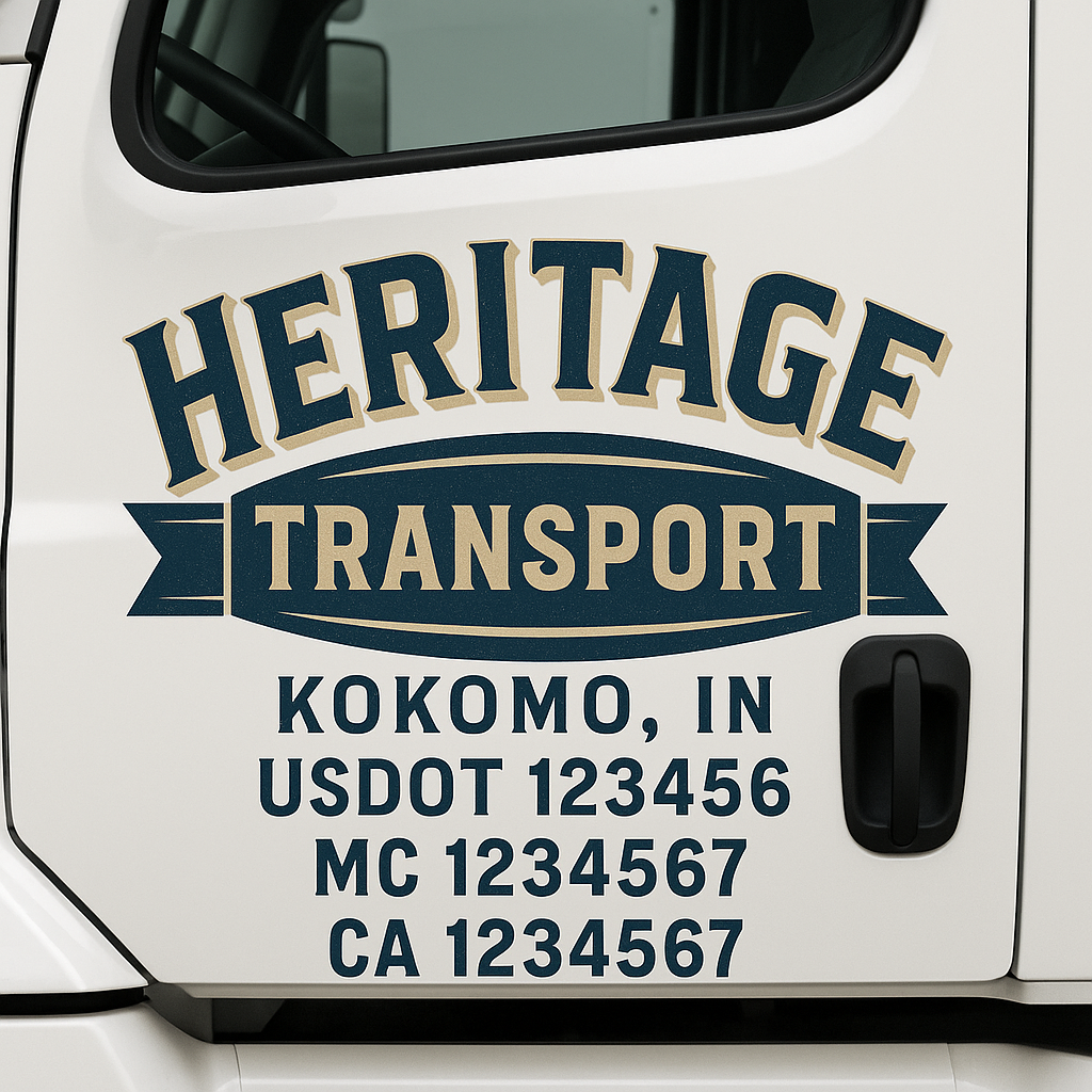 Custom Trucking, Logistics, Work Truck, Semi-Truck, Truck Door Decal Sticker Lettering (Set of 2)