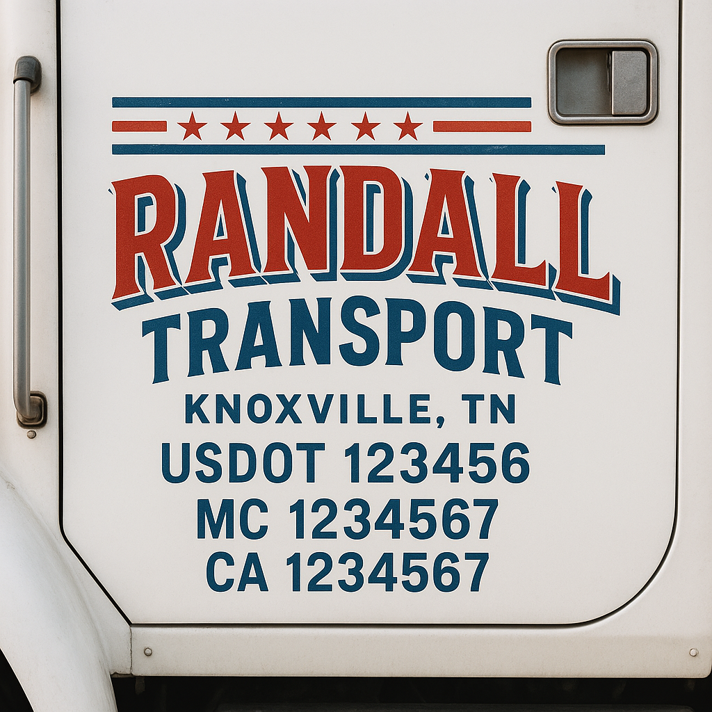 Custom Trucking, Logistics, Work Truck, Semi-Truck, Truck Door Decal Sticker Lettering (Set of 2)