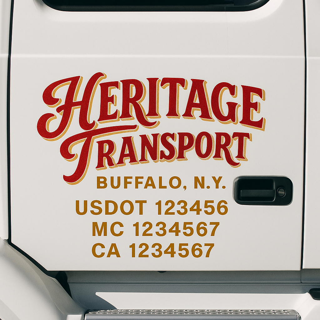 Custom Trucking, Logistics, Work Truck, Semi-Truck, Truck Door Decal Sticker Lettering (Set of 2)