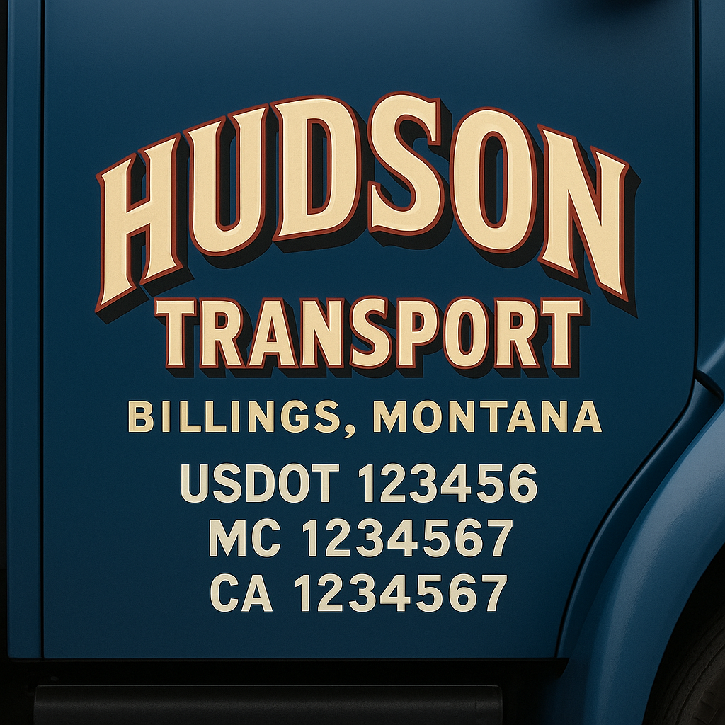 Custom Trucking, Logistics, Work Truck, Semi-Truck, Truck Door Decal Sticker Lettering (Set of 2)