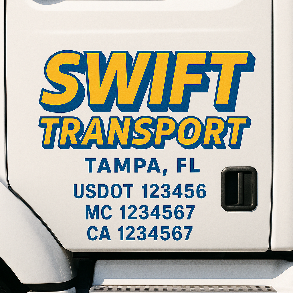 Custom Trucking, Logistics, Work Truck, Semi-Truck, Truck Door Decal Sticker Lettering (Set of 2)