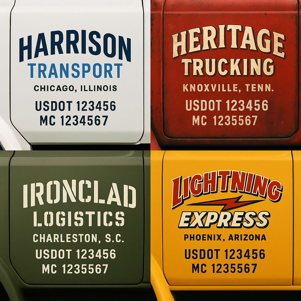 Custom Trucking, Logistics, Work Truck, Semi-Truck, Truck Door Decal Sticker Lettering (Set of 2)