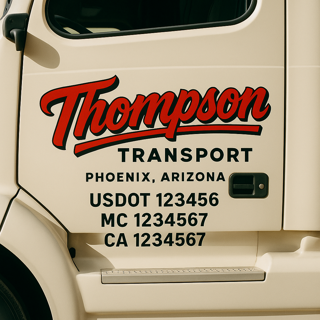 Custom Trucking, Logistics, Work Truck, Semi-Truck, Truck Door Decal Sticker Lettering (Set of 2)