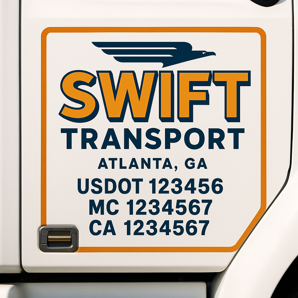 Custom Trucking, Logistics, Work Truck, Semi-Truck, Truck Door Decal Sticker Lettering (Set of 2)