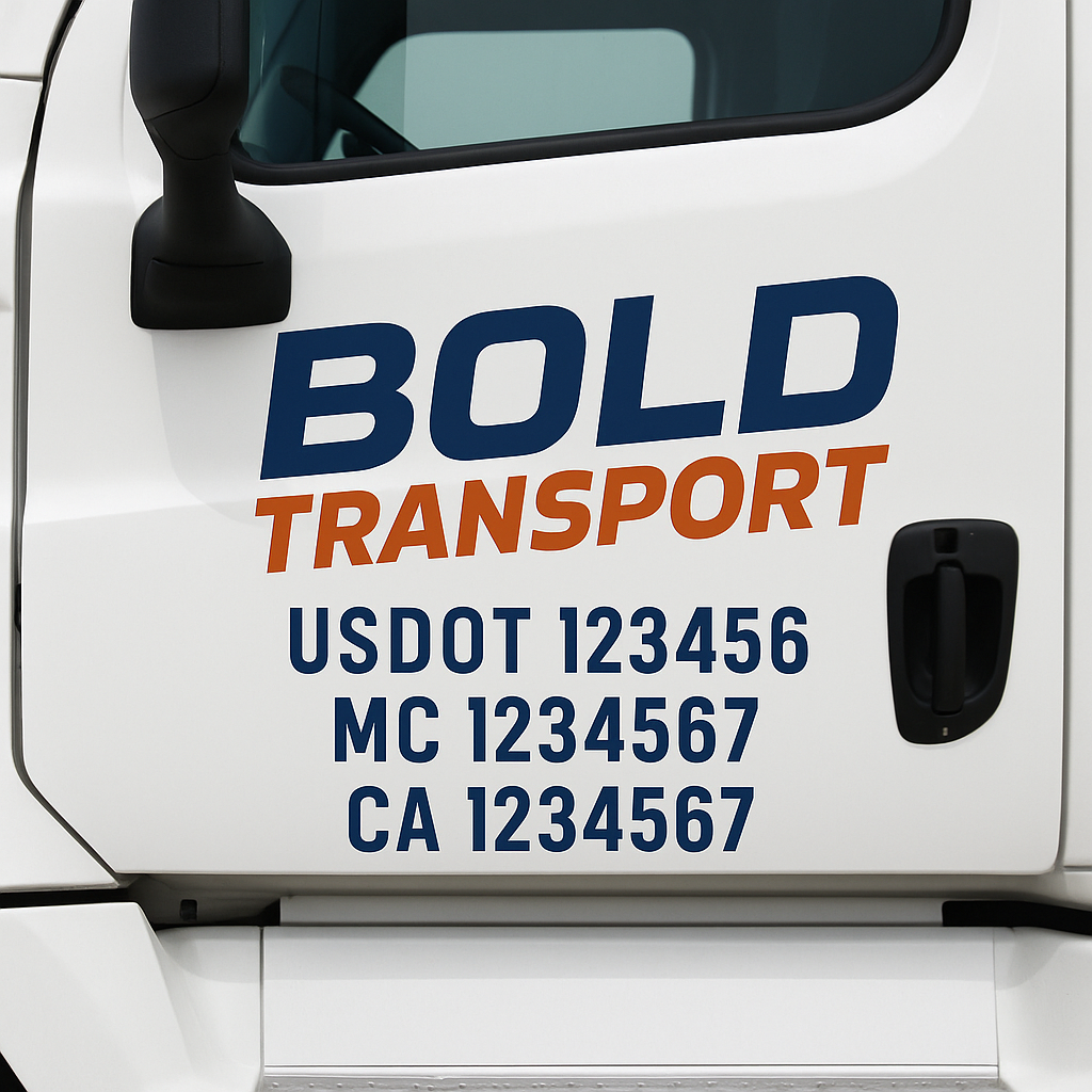 Custom Trucking, Logistics, Work Truck, Semi-Truck, Truck Door Decal Sticker Lettering (Set of 2)