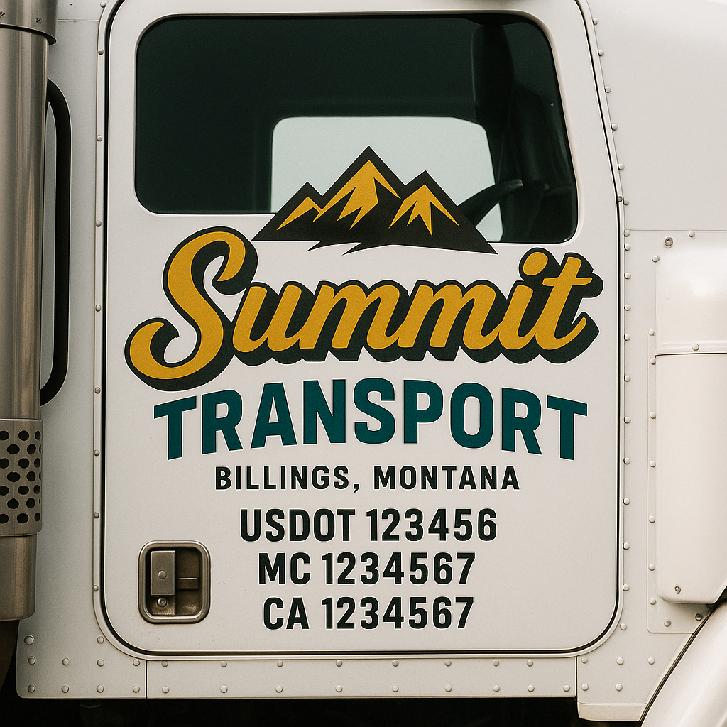 Custom Trucking, Logistics, Work Truck, Semi-Truck, Truck Door Decal Sticker Lettering (Set of 2)