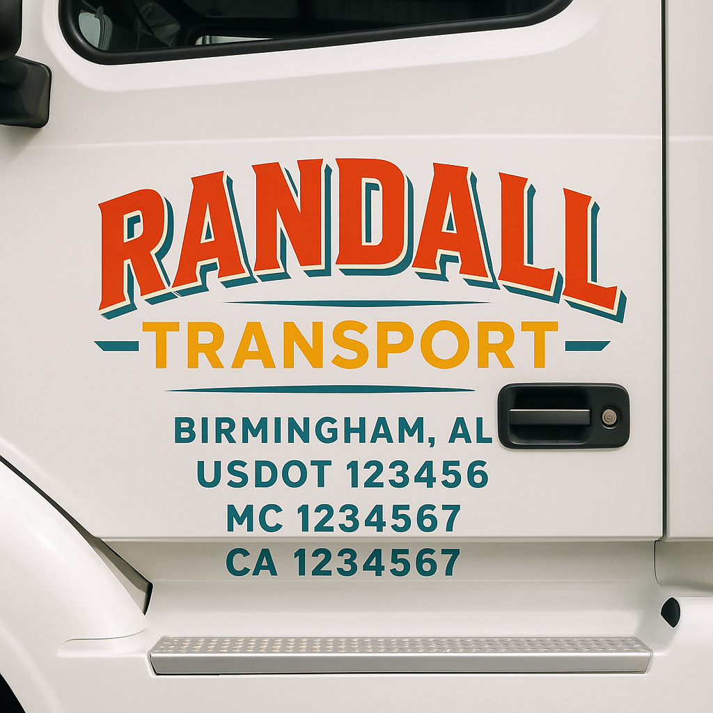 Custom Trucking, Logistics, Work Truck, Semi-Truck, Truck Door Decal Sticker Lettering (Set of 2)