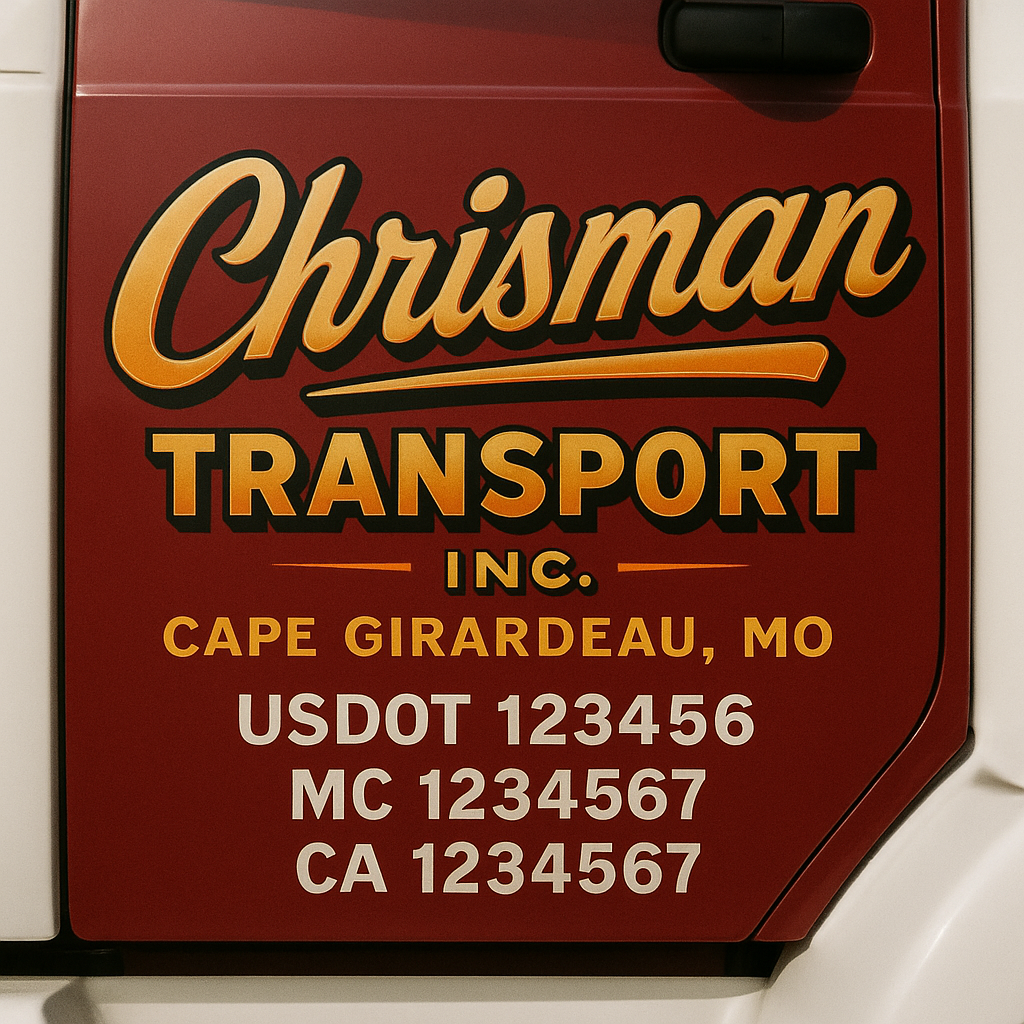Custom Trucking, Logistics, Work Truck, Semi-Truck, Truck Door Decal Sticker Lettering (Set of 2)