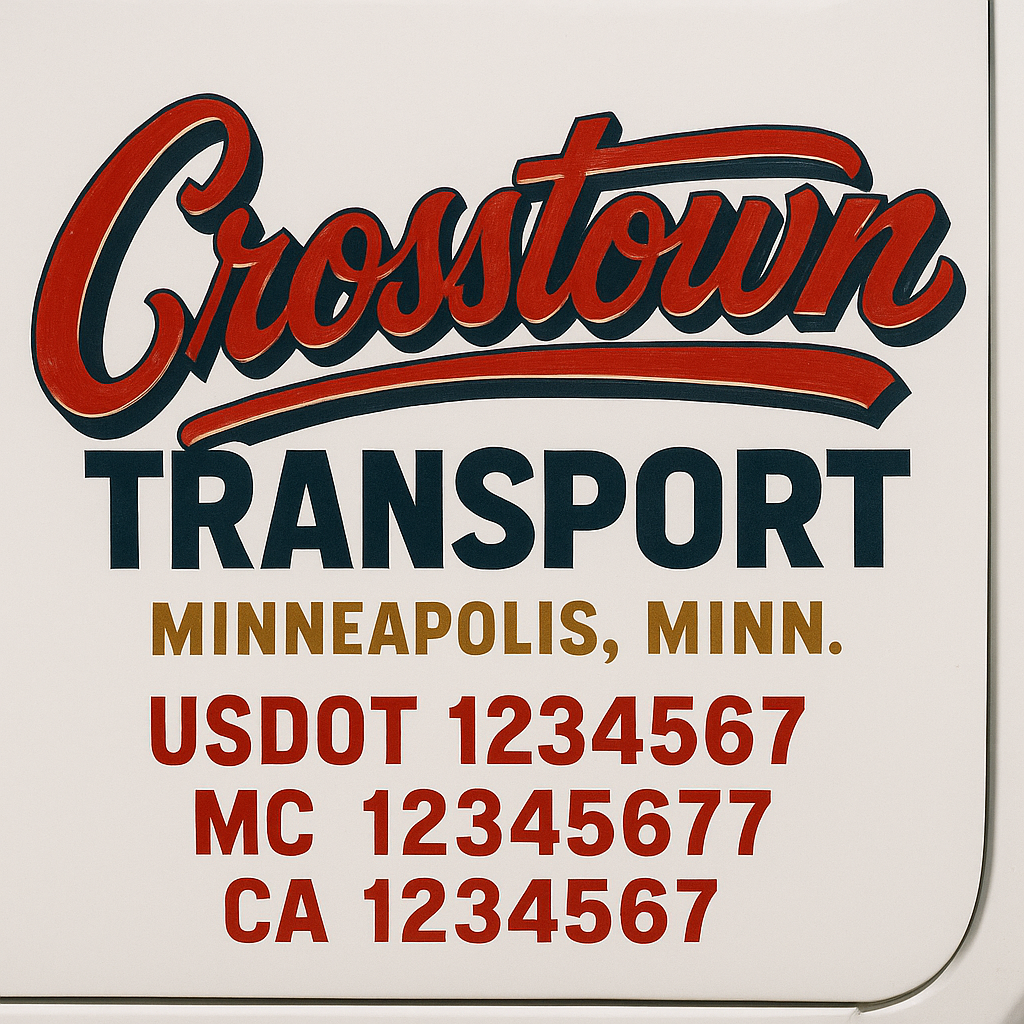 Custom Trucking, Logistics, Work Truck, Semi-Truck, Truck Door Decal Sticker Lettering (Set of 2)