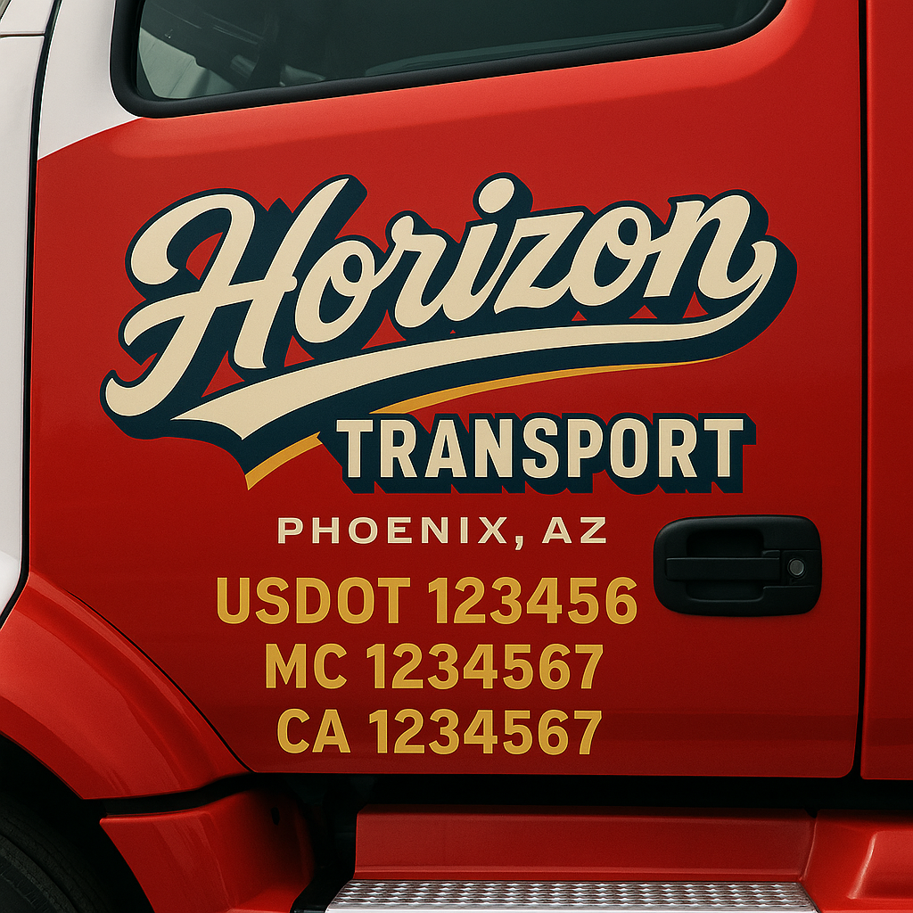 Custom Trucking, Logistics, Work Truck, Semi-Truck, Truck Door Decal Sticker Lettering (Set of 2)