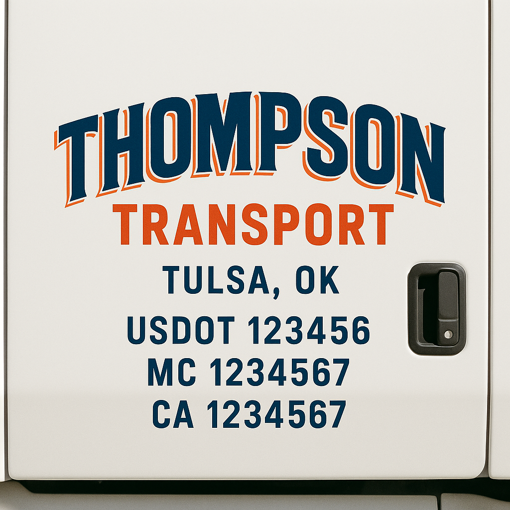 Custom Trucking, Logistics, Work Truck, Semi-Truck, Truck Door Decal Sticker Lettering (Set of 2)