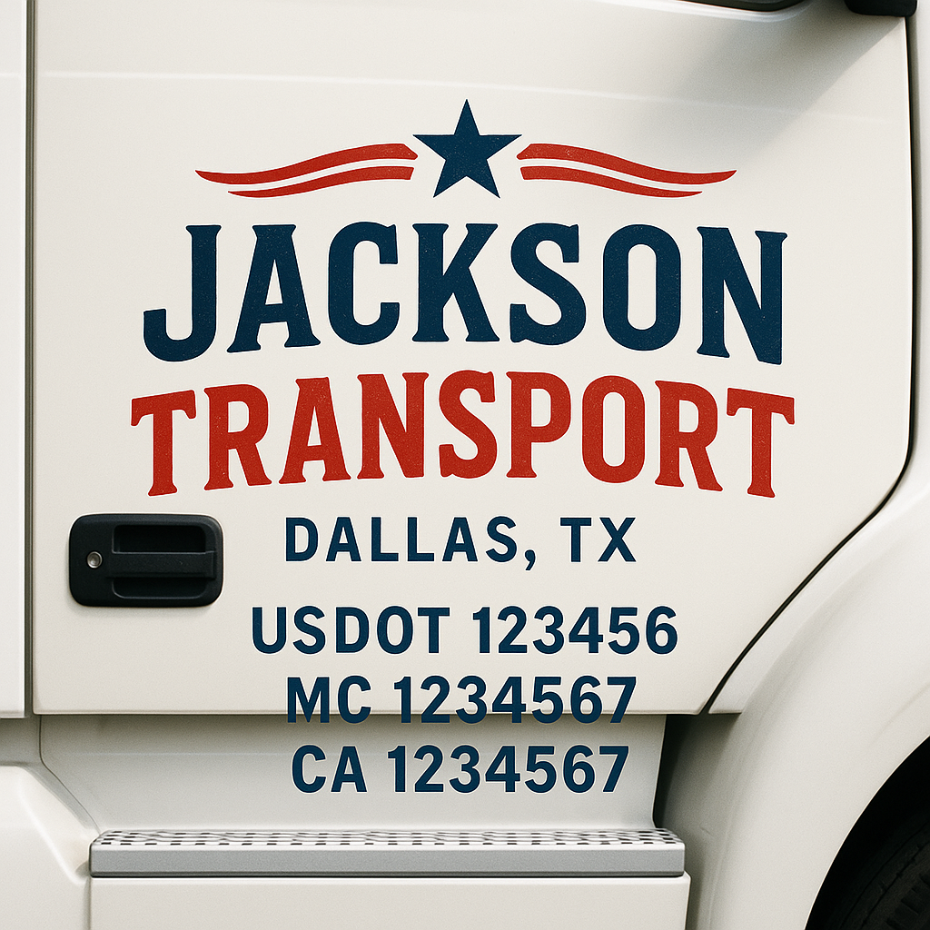 Custom Trucking, Logistics, Work Truck, Semi-Truck, Truck Door Decal Sticker Lettering (Set of 2)