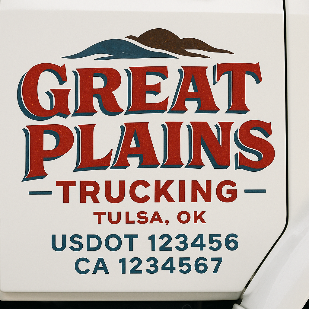 Custom Trucking, Logistics, Work Truck, Semi-Truck, Truck Door Decal Sticker Lettering (Set of 2)