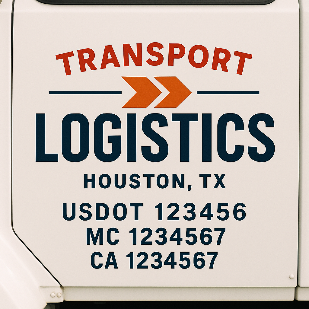Custom Trucking, Logistics, Work Truck, Semi-Truck, Truck Door Decal Sticker Lettering (Set of 2)