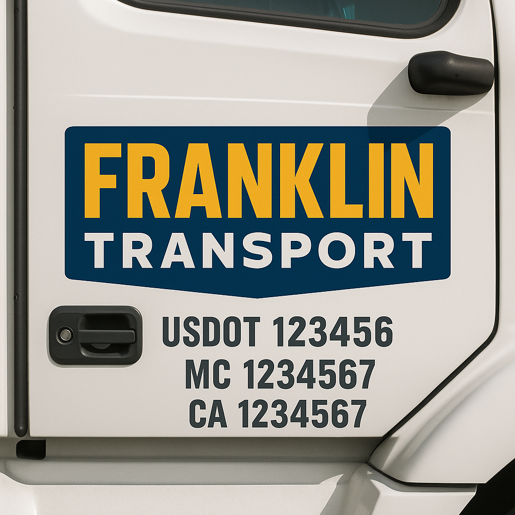 Custom Trucking, Logistics, Work Truck, Semi-Truck, Truck Door Decal Sticker Lettering (Set of 2)