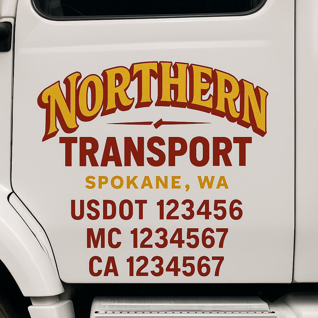 Custom Trucking, Logistics, Work Truck, Semi-Truck, Truck Door Decal Sticker Lettering (Set of 2)