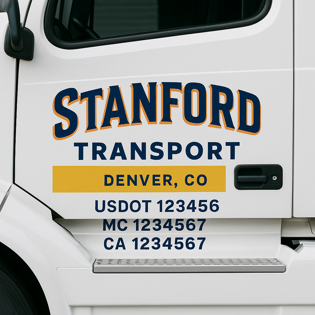 Custom Trucking, Logistics, Work Truck, Semi-Truck, Truck Door Decal Sticker Lettering (Set of 2)