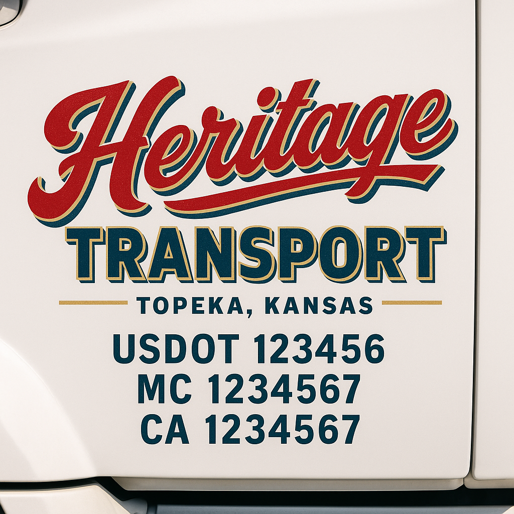 Custom Trucking, Logistics, Work Truck, Semi-Truck, Truck Door Decal Sticker Lettering (Set of 2)