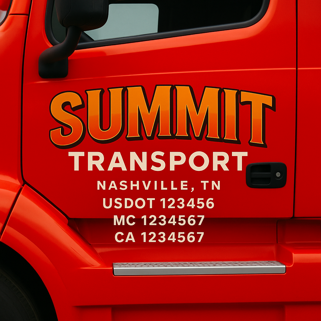 Custom Trucking, Logistics, Work Truck, Semi-Truck, Truck Door Decal Sticker Lettering (Set of 2)