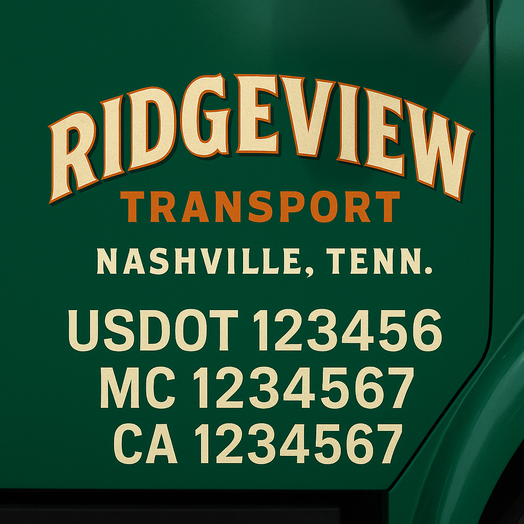 Custom Trucking, Logistics, Work Truck, Semi-Truck, Truck Door Decal Sticker Lettering (Set of 2)