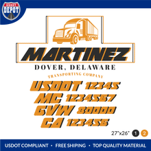 Load image into Gallery viewer, Truck Door Decal With USDOT, MV, GVW, CA
