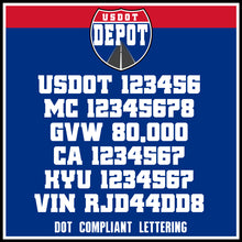 Load image into Gallery viewer, USDOT, MC, GVW, CA, KYU &amp; VIN Number Decal Stickers (2-Pack)
