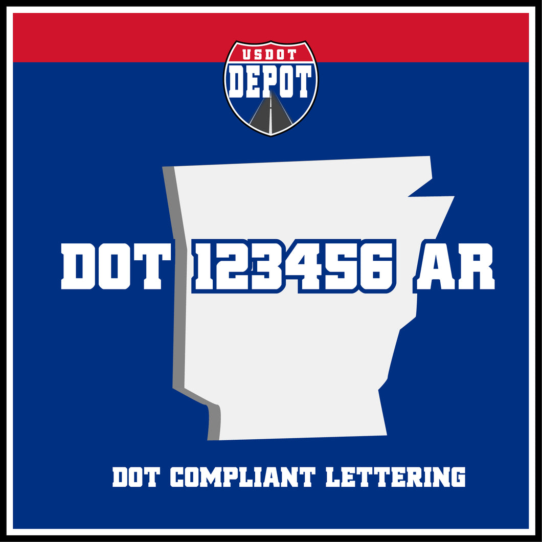 USDOT Number Sticker Decal Lettering Arkansas (2-Pack)