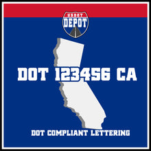 Load image into Gallery viewer, USDOT Number Sticker Decal Lettering California (2-Pack)

