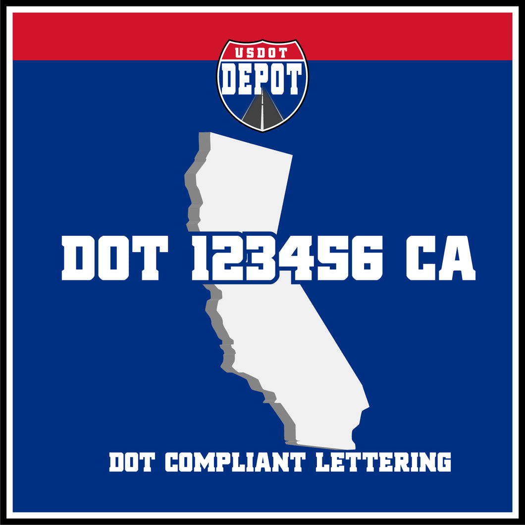 USDOT Number Sticker Decal Lettering California (2-Pack)