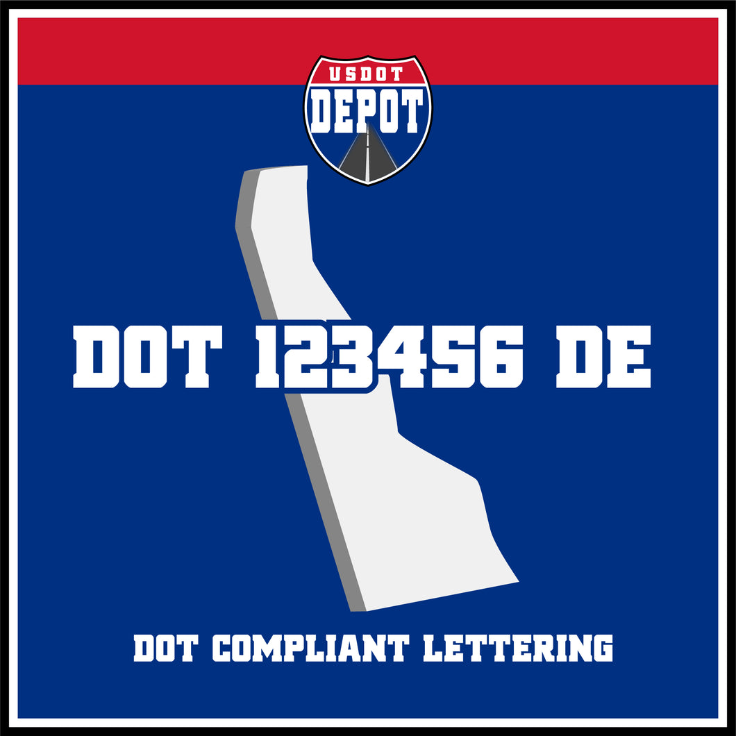 USDOT Number Sticker Decal Lettering Delaware (2-Pack)