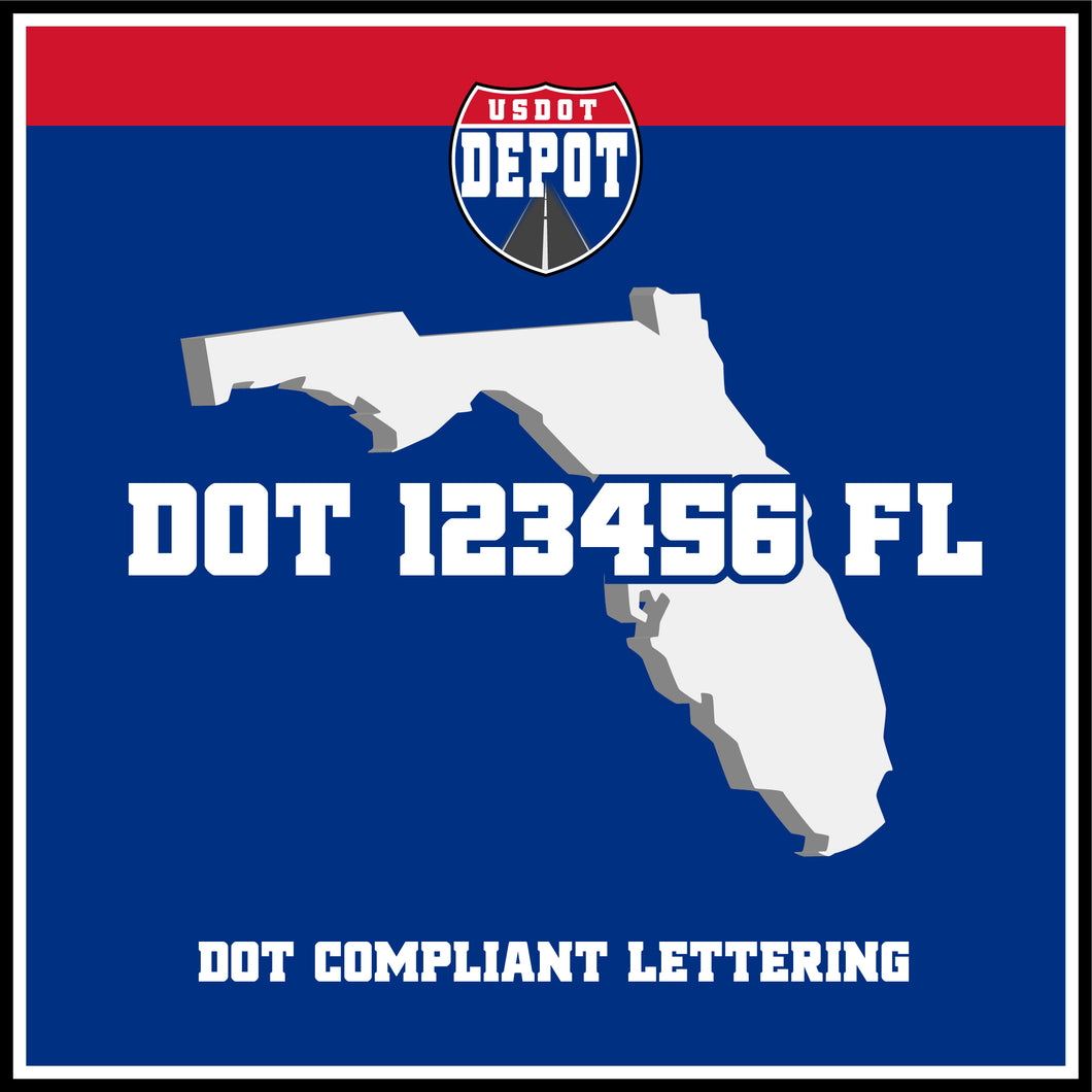 USDOT Number Sticker Decal Lettering Florida (2-Pack)